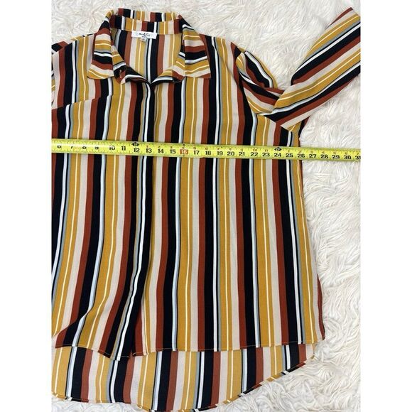 Moa Moa Vintage Striped Textured Multicolored Long Sleeve Button Up Blouse 3X - Picture 4 of 13